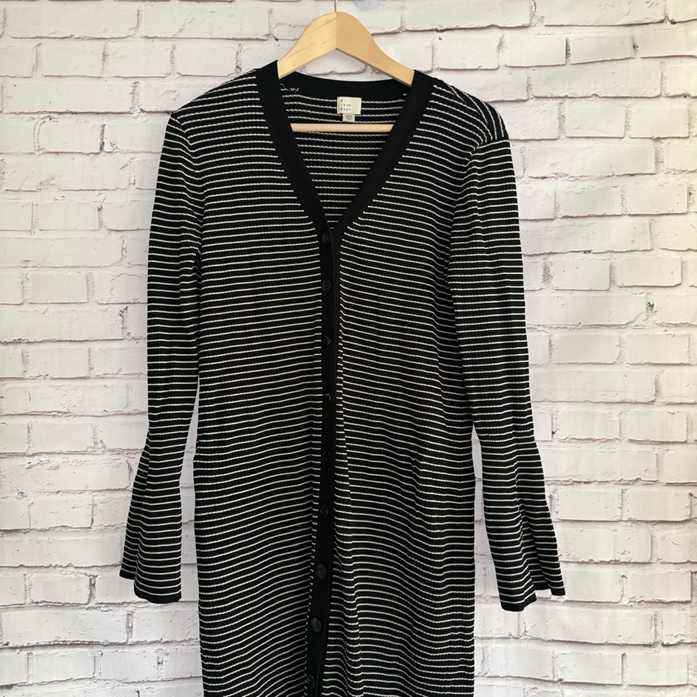 a new day Black and‎ White Striped Long Sleeve Dress